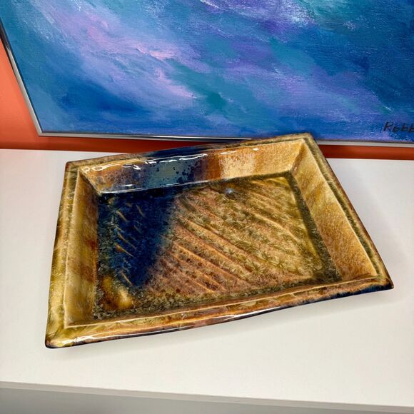 Bill Campbell Crystaline Glaze Serving Tray Signed Studio Pottery Rectangular - Picture 2 of 13